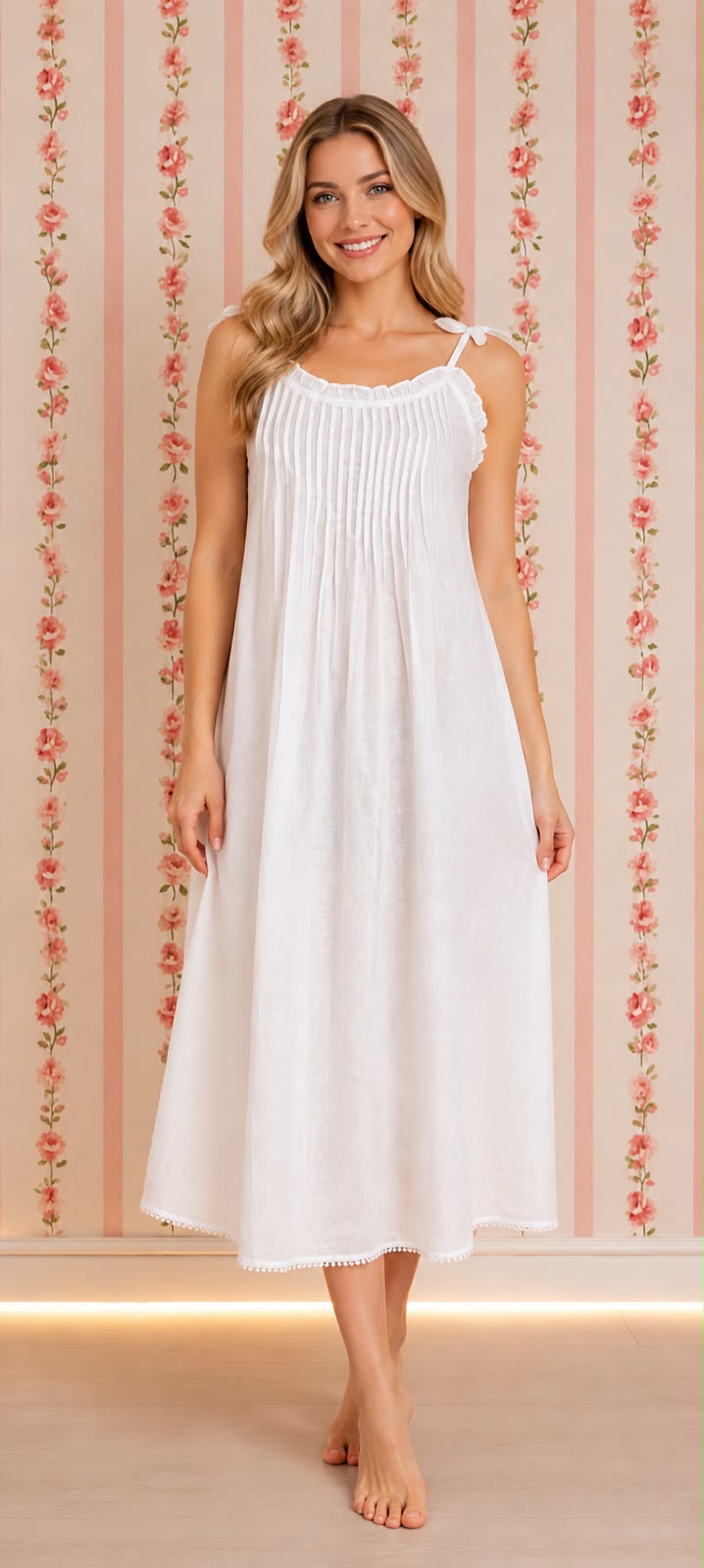 SoieRose Victorian Sleeveless Cotton Nightgown - SR-1085