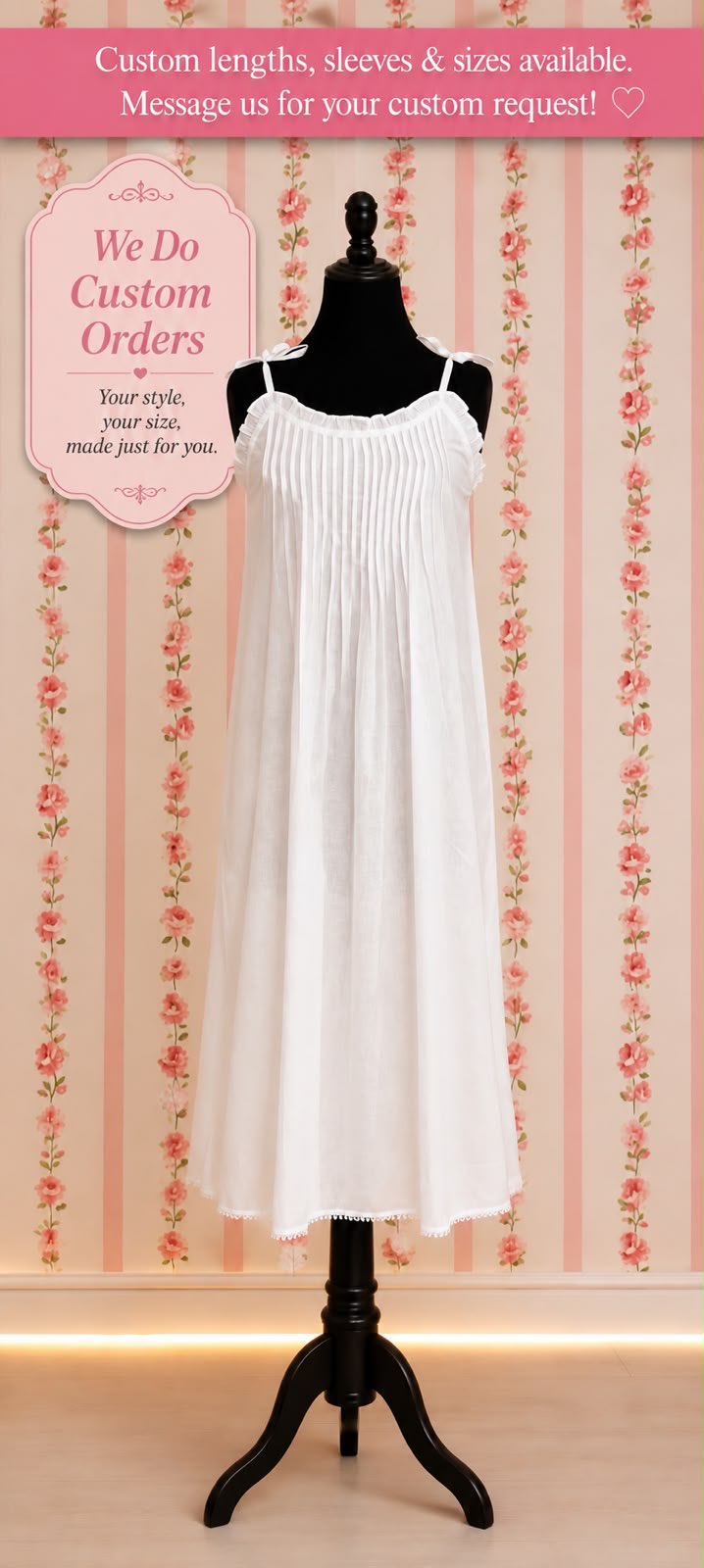 SoieRose Victorian Sleeveless Cotton Nightgown - SR-1085