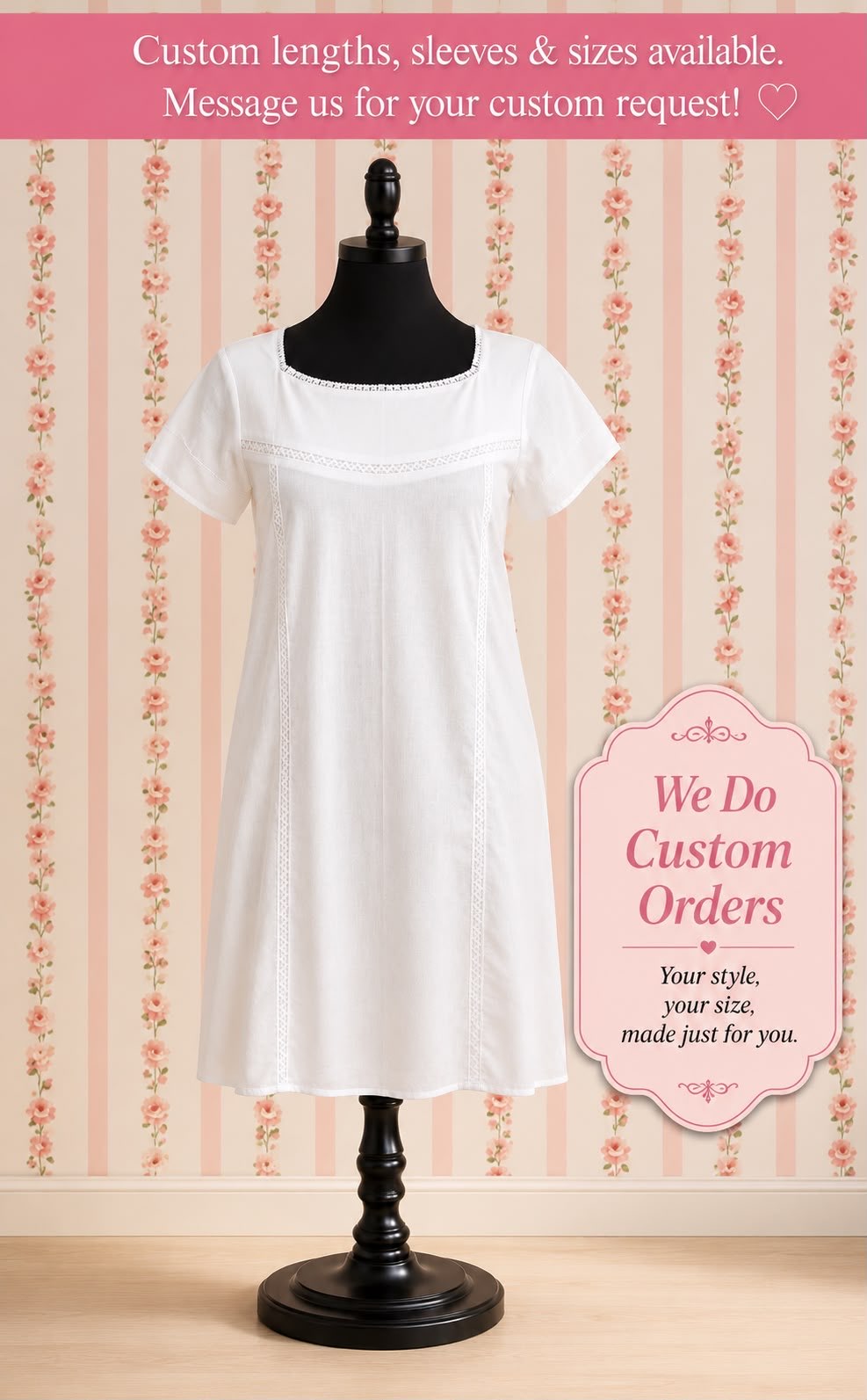 SoieRose SR1092 Women's Sleek Fit 100% Cotton Nightgown