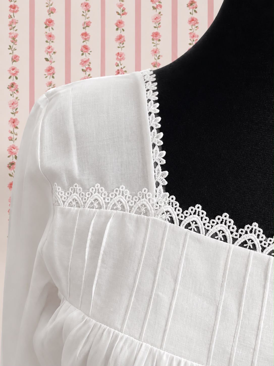 SoieRose 1102 Lace Victorian Nightgown Timeless Vintage Sleepwear - White