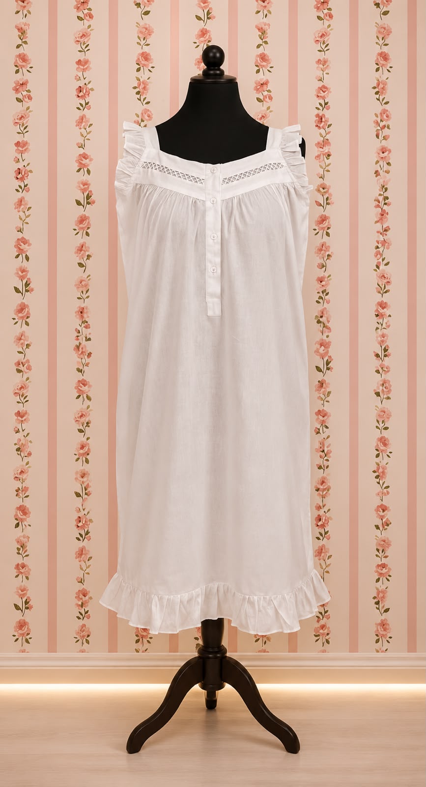 SoieRose Women's White Victorian Nightgown – 100% Cotton - SR1112