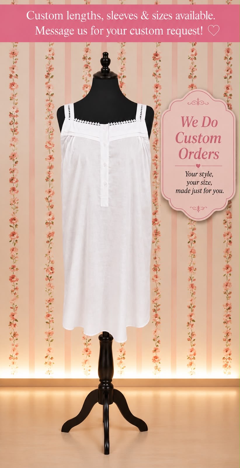 SoieRose Sleek 100% Cotton Victorian Nightgown – SR1117