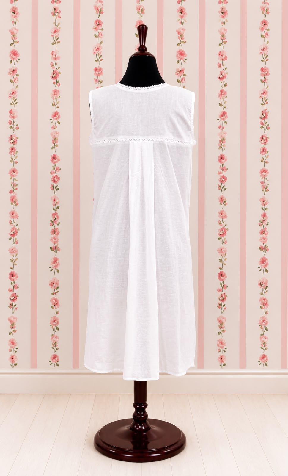 SoieRose 100% Cotton Sleeveless Eyelet Detail Victorian Cotton Nightgown - SR1142