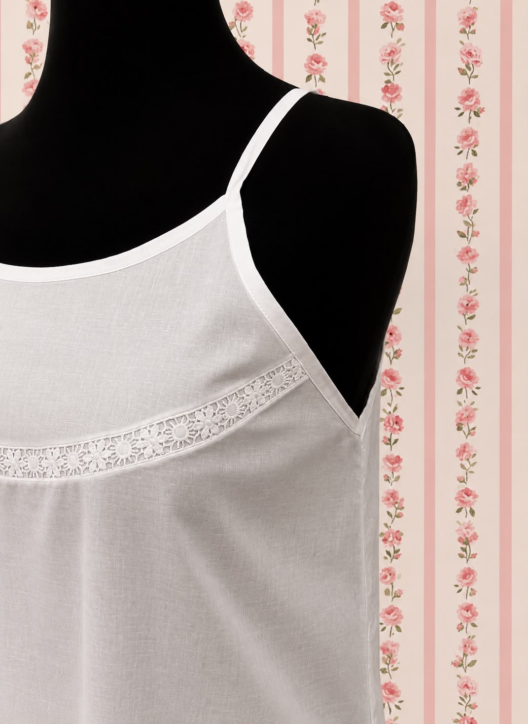 SoieRose 100% Pure Cotton White Nightgown with Delicate Lace Detailing - SR-1152