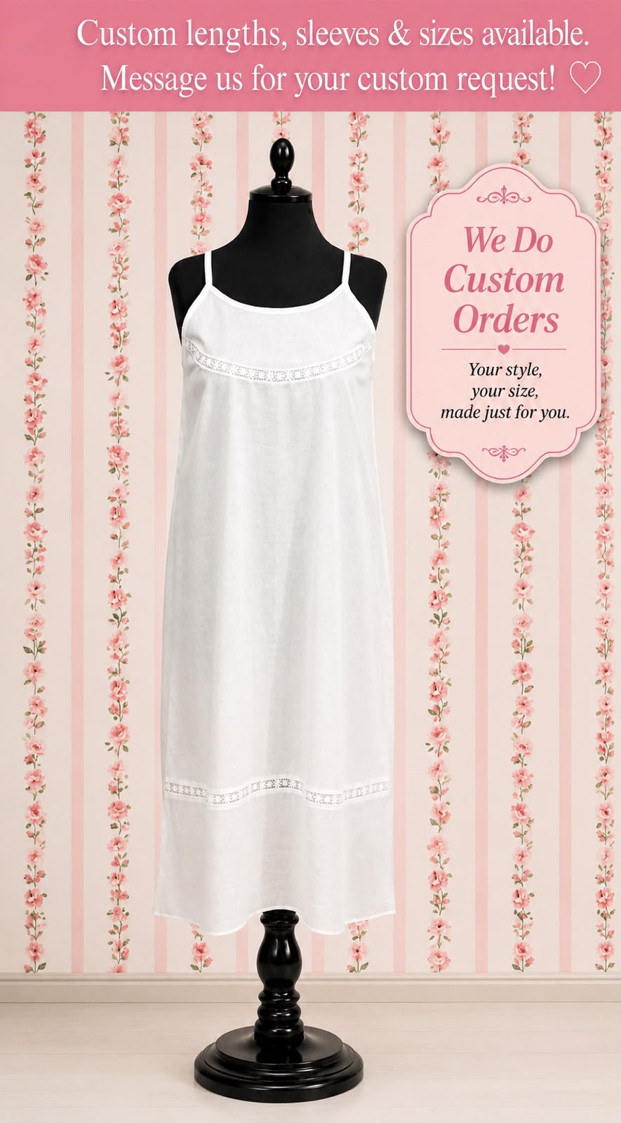 SoieRose 100% Pure Cotton White Nightgown with Delicate Lace Detailing - SR-1152