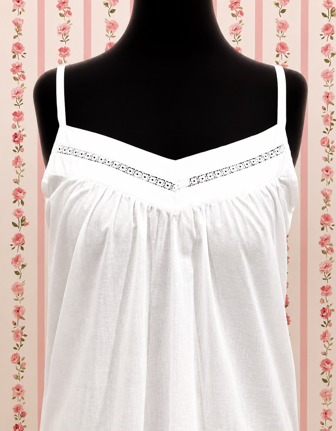 SoieRose Ruffled Hem V-Nick Victorian 100% Cotton Nightgown – SR-1158