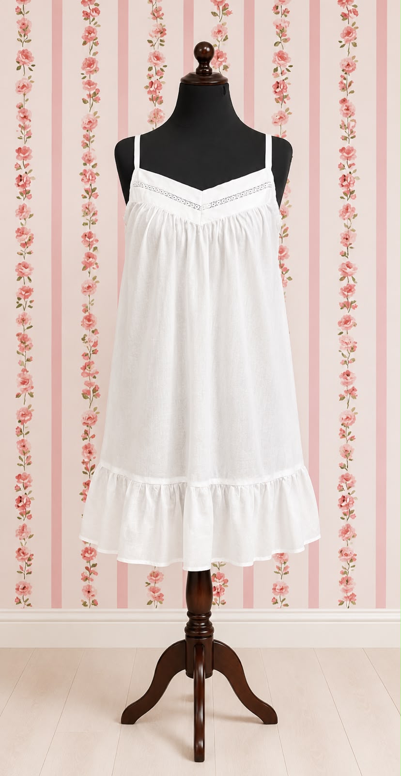 SoieRose Ruffled Hem V-Nick Victorian 100% Cotton Nightgown – SR-1158
