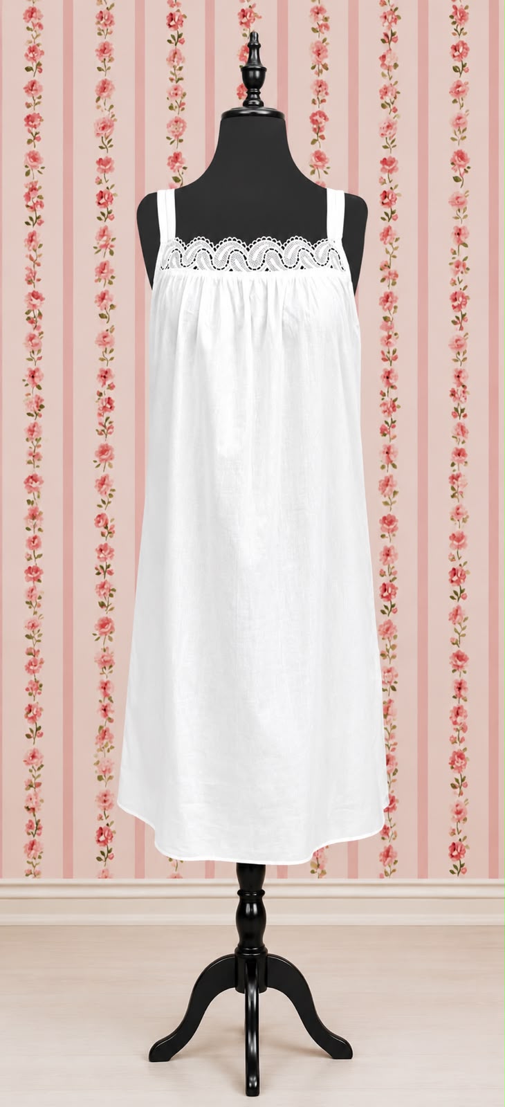 SoieRose Victorian 100% Cotton White Nightgown – Lace Trim - SR1159