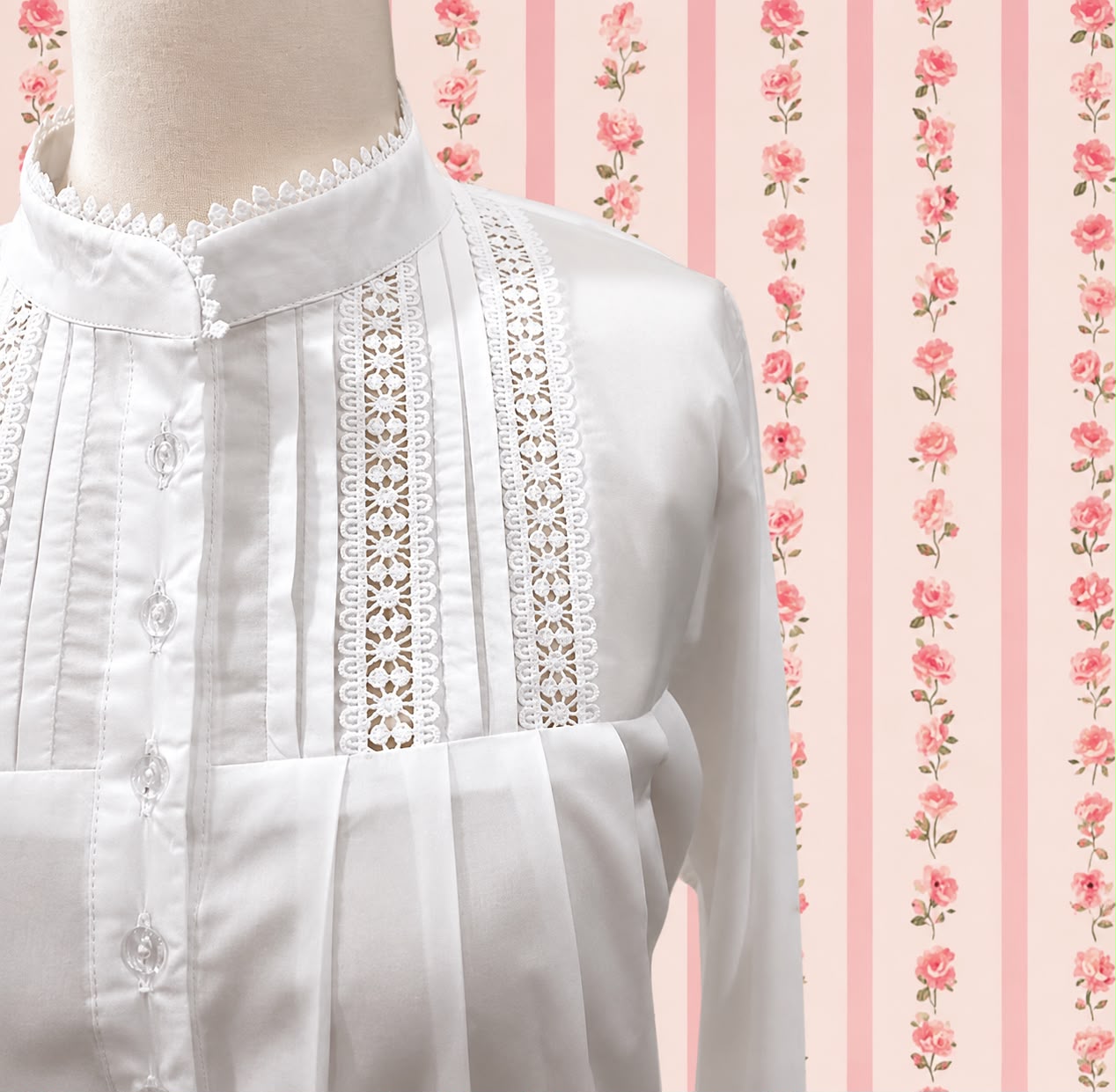 SoieRose SR-1160 Victorian 100% Cotton long Sleeve Lace Inset Nightgown