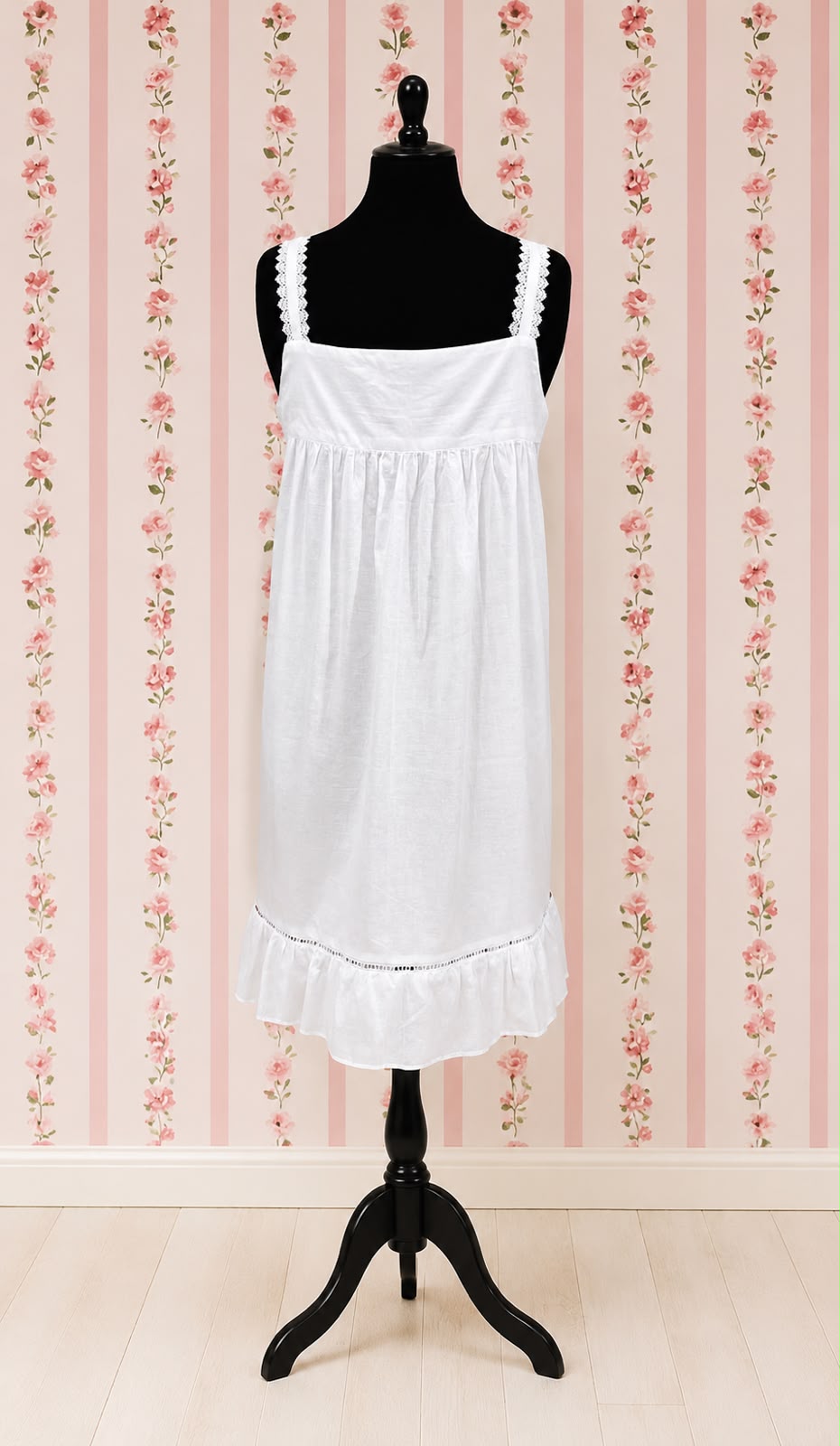 SoieRose Victorian White 100% Cotton Nightgown – SR-1163