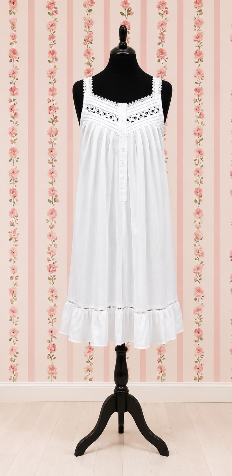 SoieRose Victorian White 100% Cotton Nightgown – SR-1163