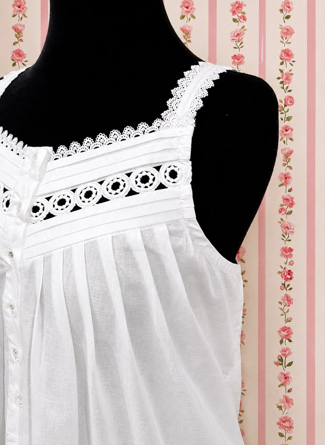 SoieRose Victorian White 100% Cotton Nightgown – SR-1163