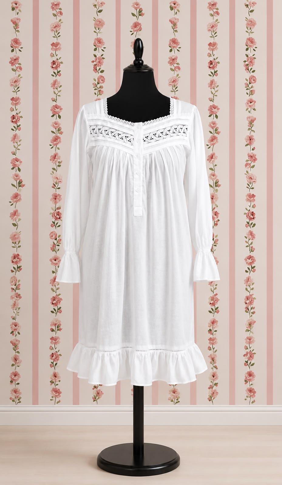 SoieRose Victorian Long Sleeve 100% Cotton Nightgown – SR1165