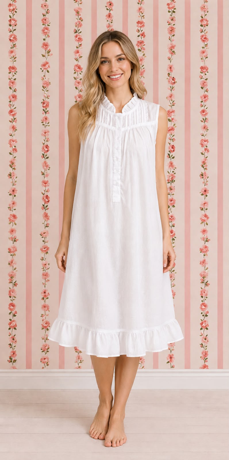 Victorian 100% Cotton Sleeveless Nightgown by SoieRose SR1166