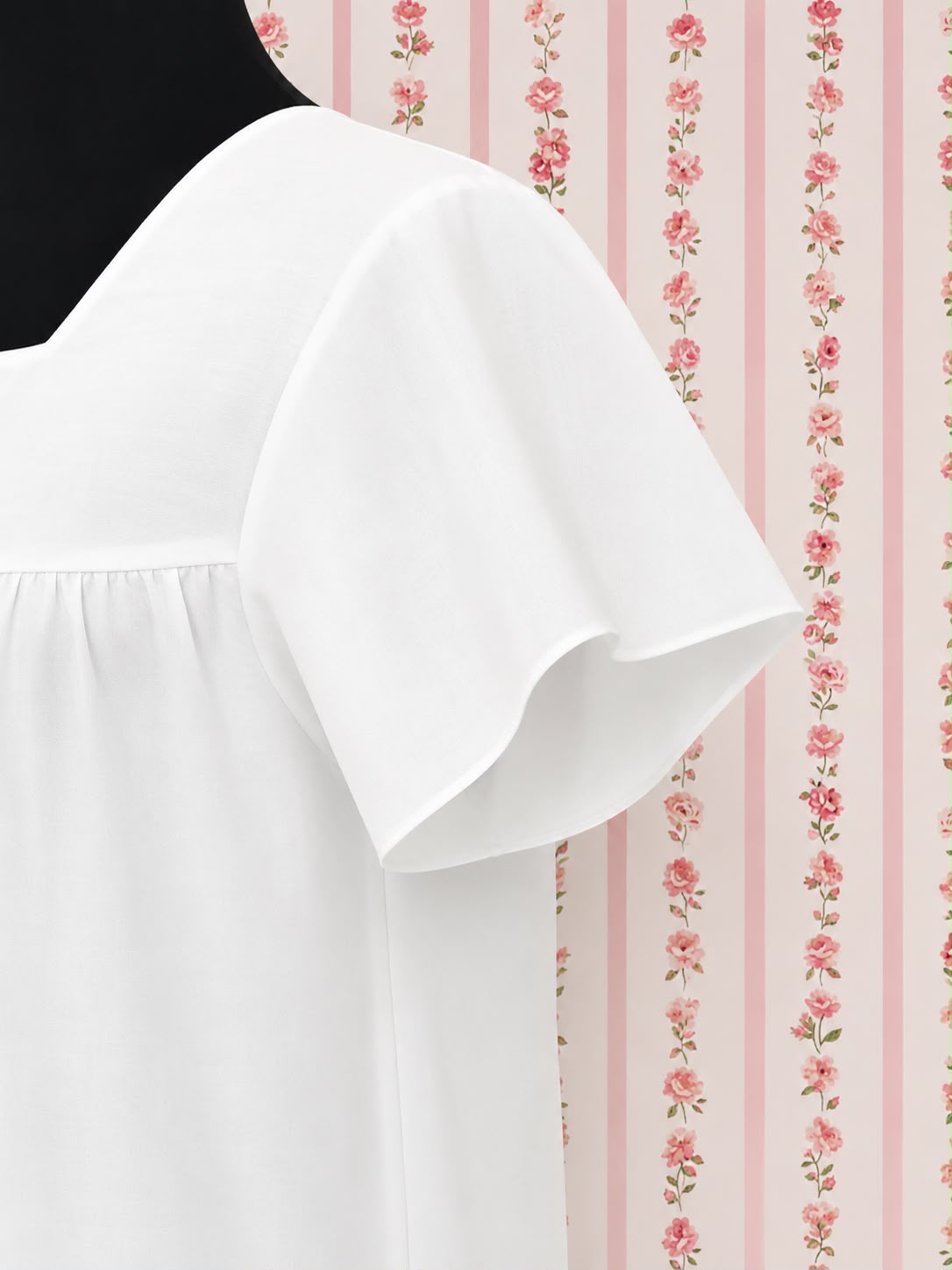 Victorian 100% Cotton Nightgown with Short Sleeves & Ruffle Hem | SoieRose SR1168