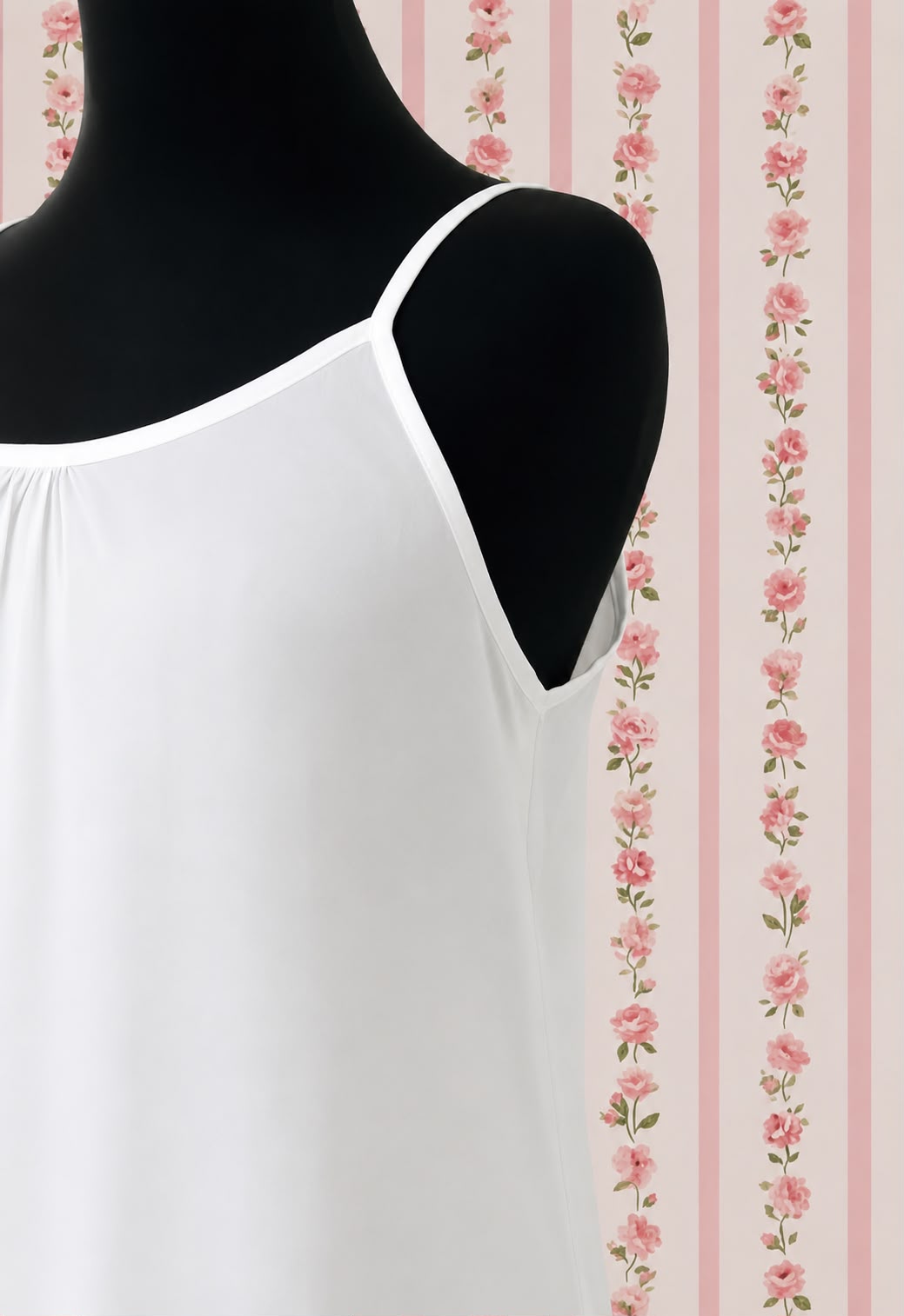 Victorian 100% Cotton Nightgown with Lace Trim | Sleeveless Strap Dress | SoieRose SR1169