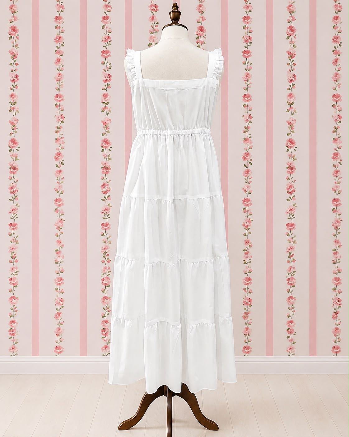 SoieRose White 100% Cotton Prairie Tiered Maxi Dress - SR-1313