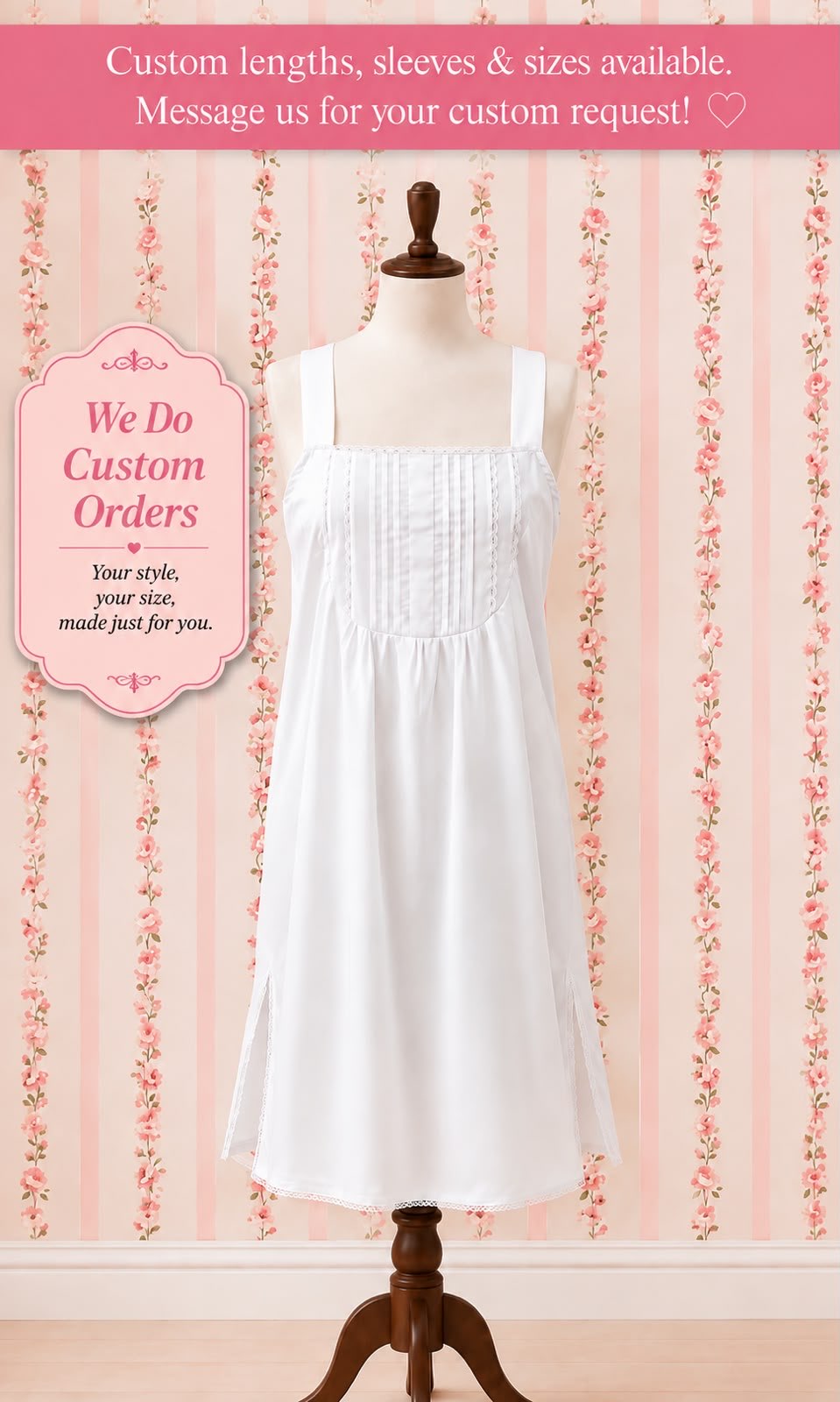 SoieRose 100% Cotton Victorian Vintage Inspired Nightgown SR-1280