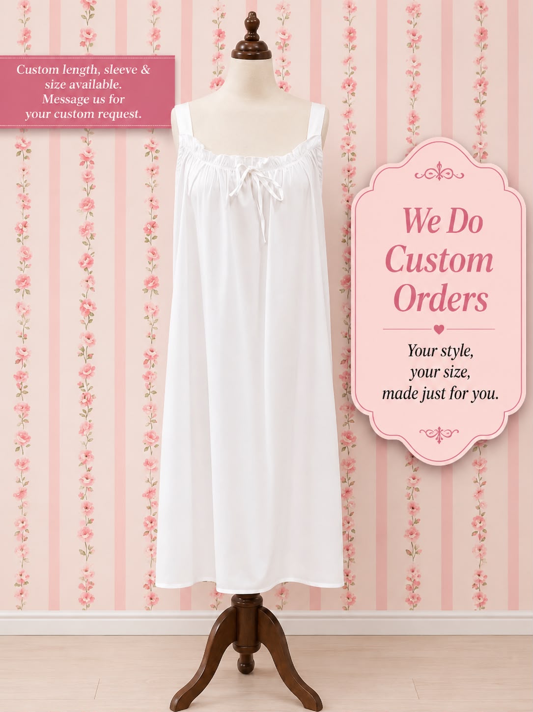 SoieRose 100% Cotton Victorian Cottagecore Nightgown SR-1284
