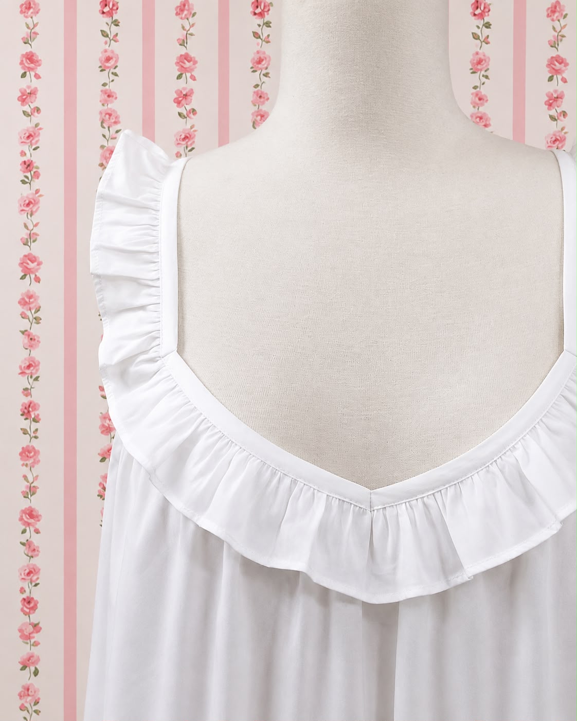 SoieRose White Cotton Victorian Nightgown Ruffle Chemise SR-1285