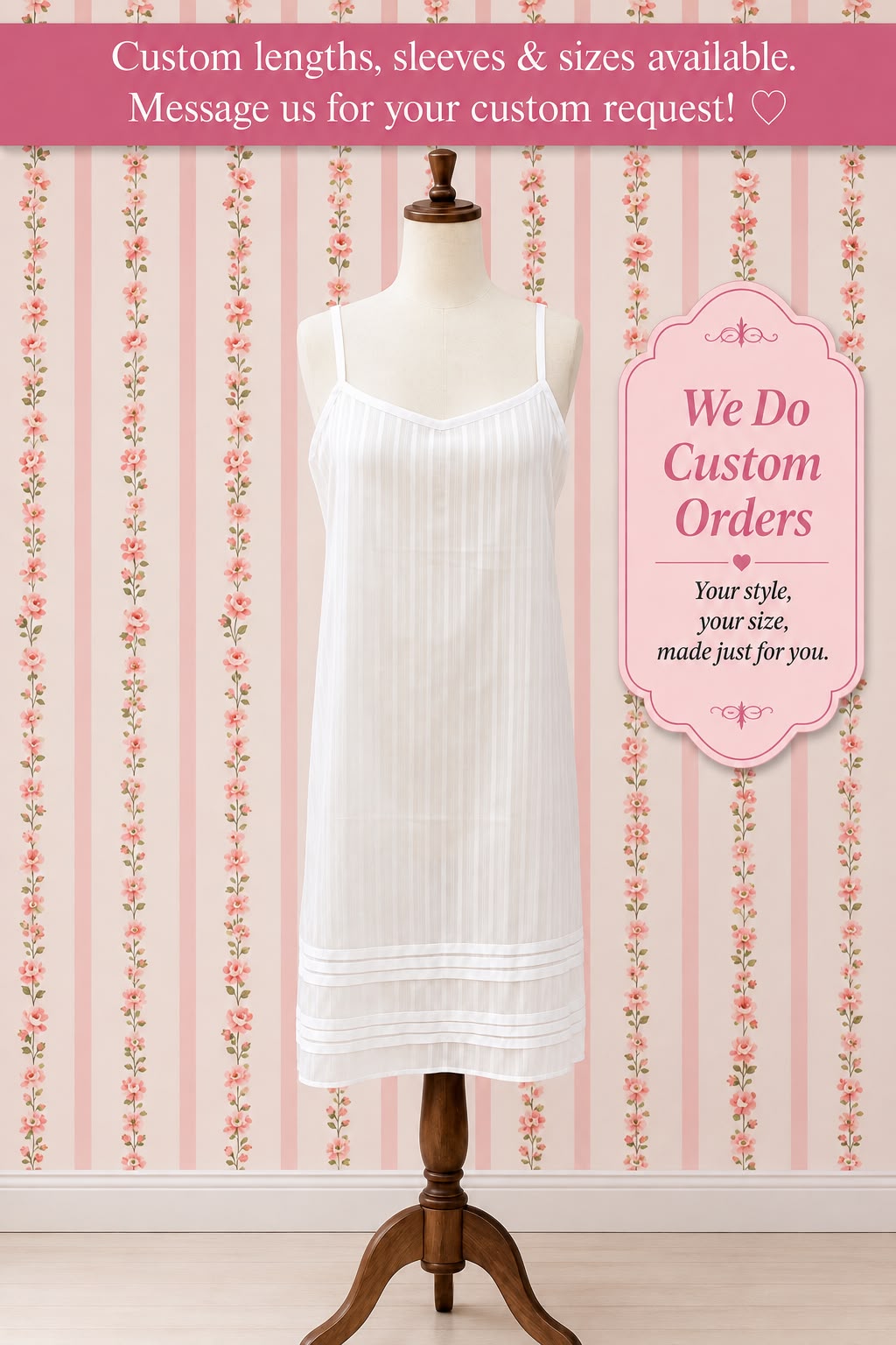 SoieRose 100% Cotton Women's Sleeveless Pintuck Victorian Nightgown - SR1295