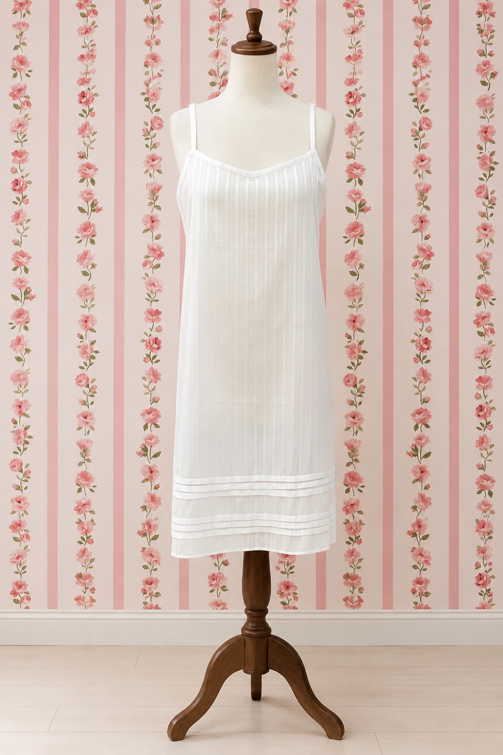 SoieRose 100% Cotton Women's Sleeveless Pintuck Victorian Nightgown - SR1295