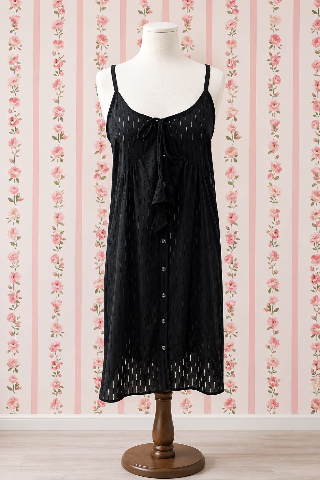 SoieRose 100% Cotton Victorian Button Front Sleeveless Nightgown - SR-1303