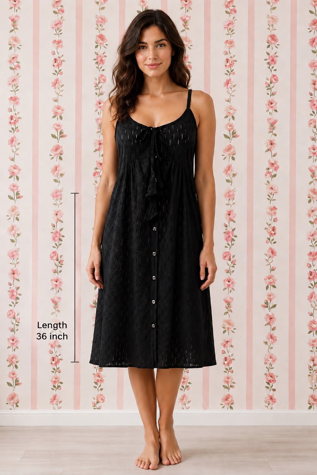 SoieRose 100% Cotton Victorian Button Front Sleeveless Nightgown - SR-1303