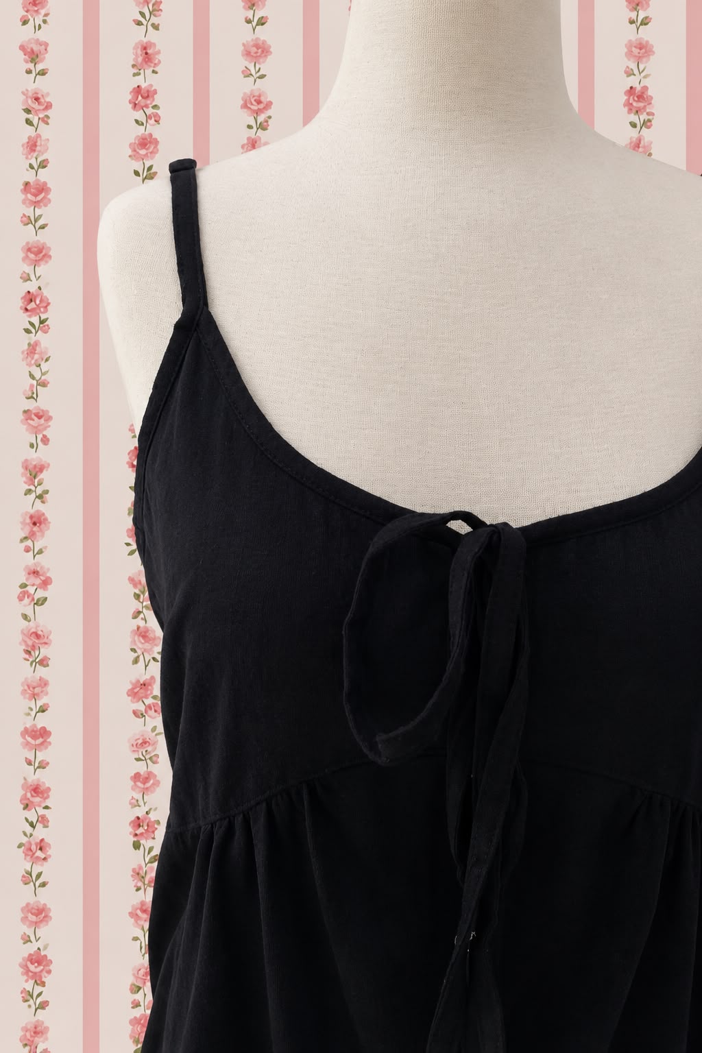 SoieRose Vintage Black Cotton Chemise Victorian Nightgown- SR-1304