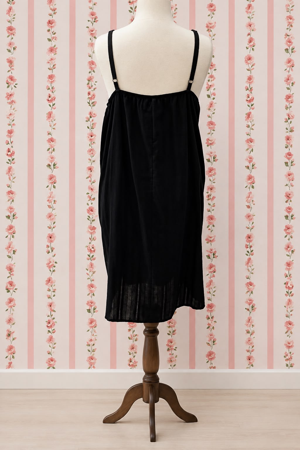 SoieRose Vintage Black Cotton Chemise Victorian Nightgown- SR-1304