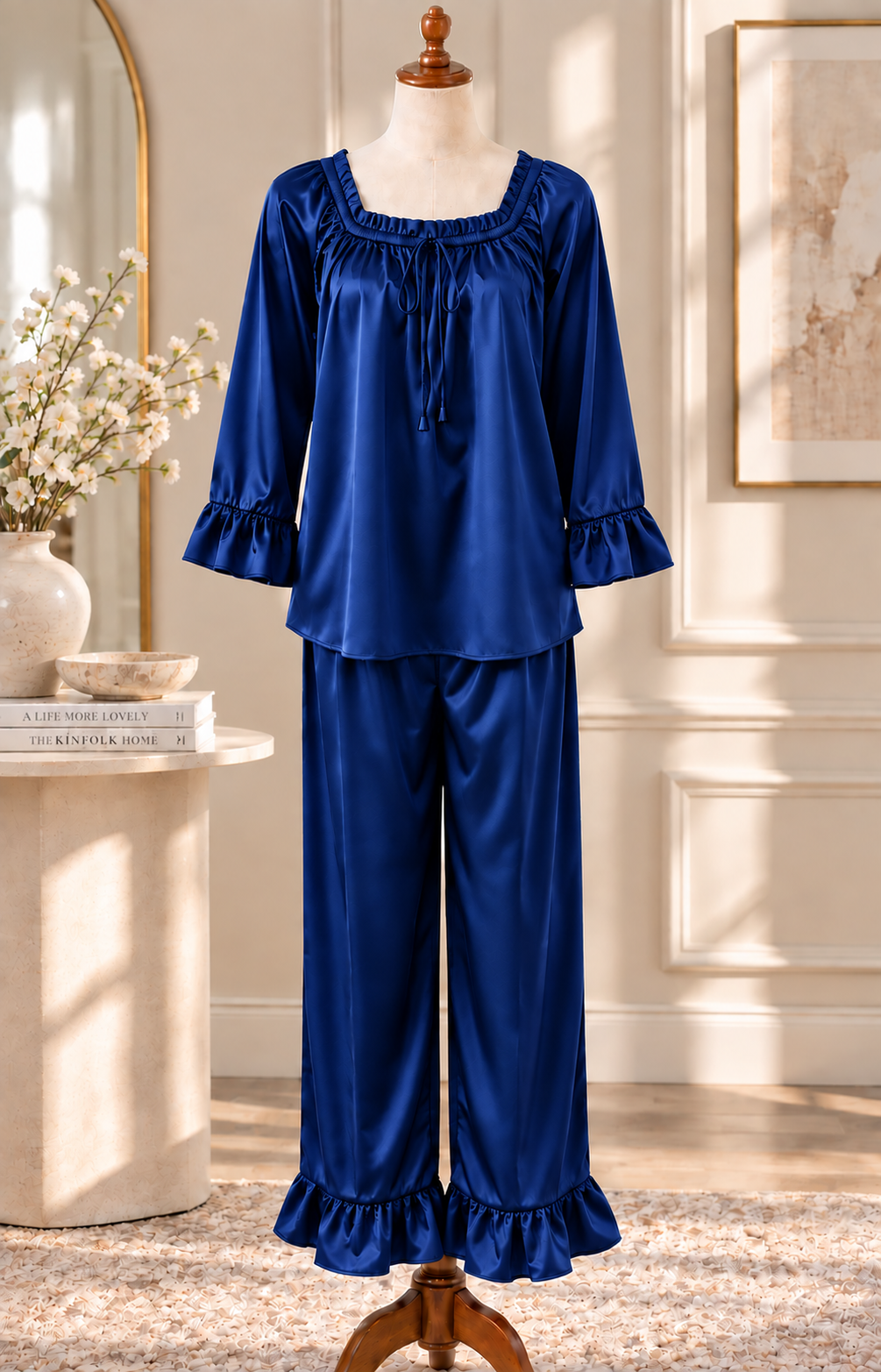 SoieRose Juliette 100% Silk Pajama Set, 22 Momme Ruffle Luxury Sleepwear