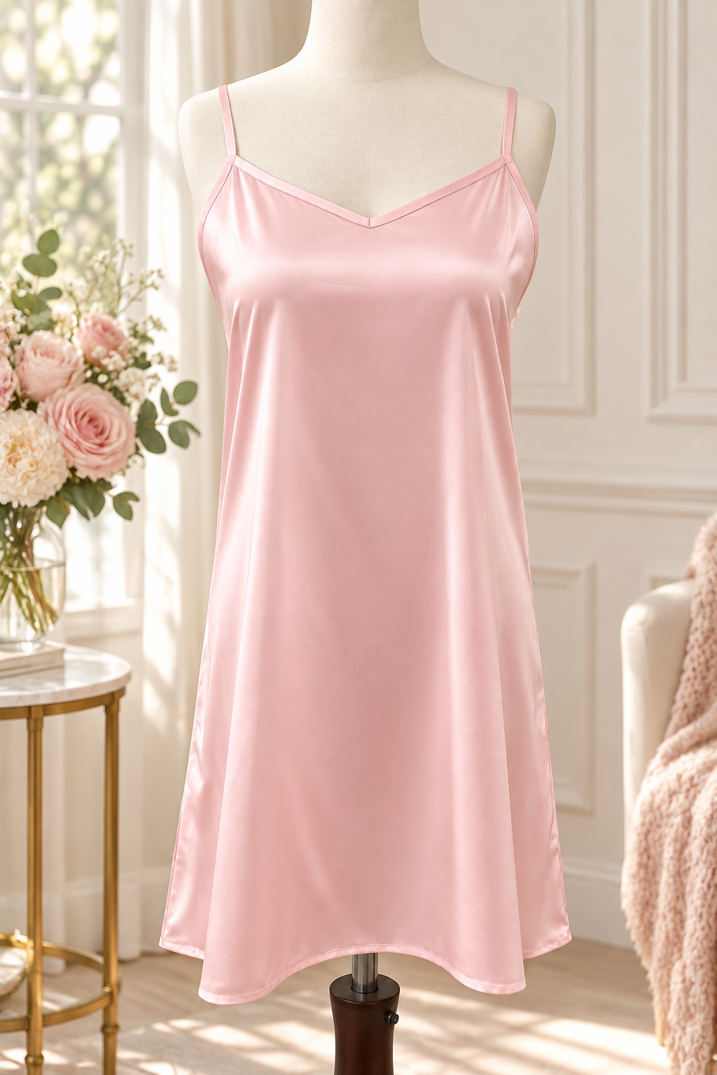 SoieRose Vesper 100% Silk Chemise, 22 Momme Silk Slip Nightgown, Luxury Sleepwear