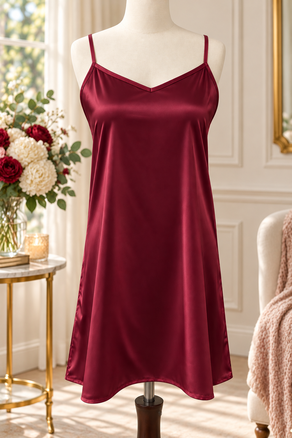 SoieRose Vesper 100% Silk Chemise, 22 Momme Silk Slip Nightgown, Luxury Sleepwear