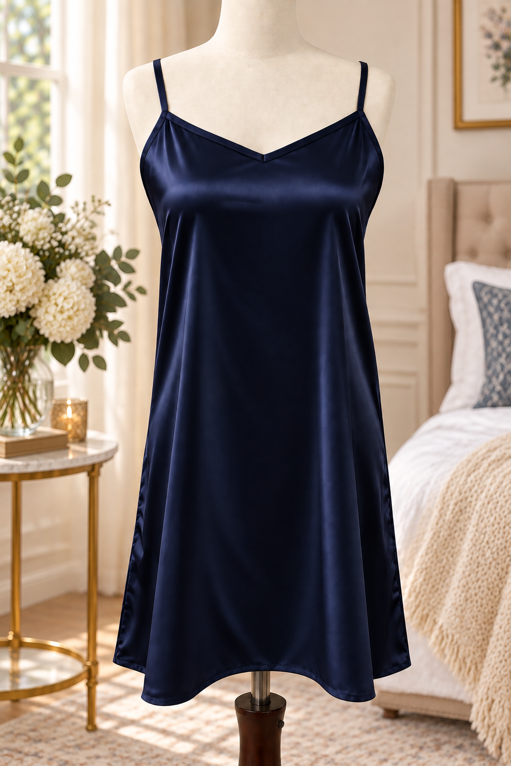 SoieRose Vesper 100% Silk Chemise, 22 Momme Silk Slip Nightgown, Luxury Sleepwear