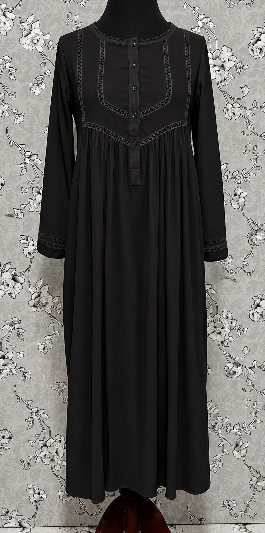 SoieRose 100% White Cotton Lace Trim Victorian Nightgown - SR-1025