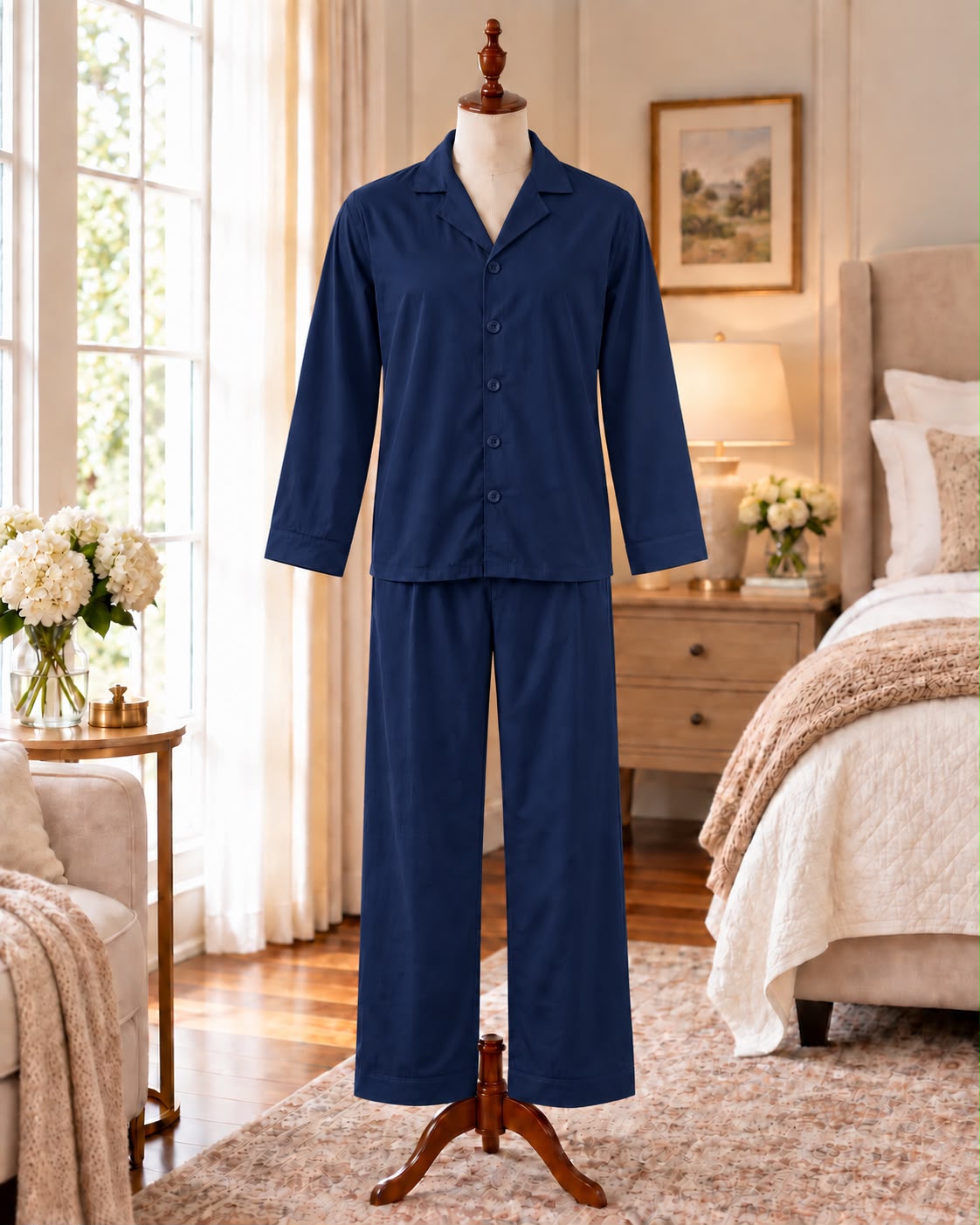 SoieRose Harrison Men’s 100% Cotton Pajama Set – Classic Men’s Loungewear