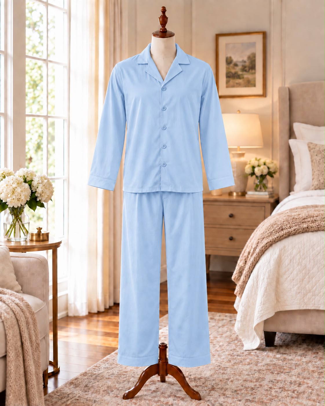 SoieRose Harrison Men’s 100% Cotton Pajama Set – Classic Men’s Loungewear