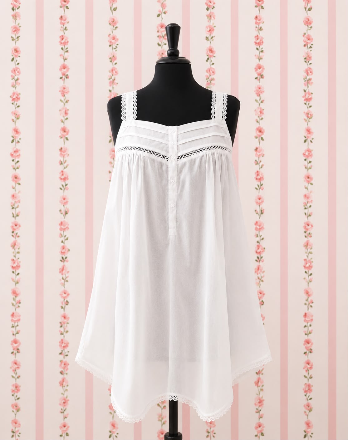 SoieRose White 100% Cotton Victorian Nightgown - SR1001