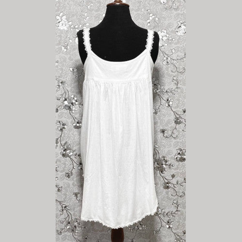 SoieRose 100% White Cotton  Sleeveless Nightgown with Straps - SR-1015