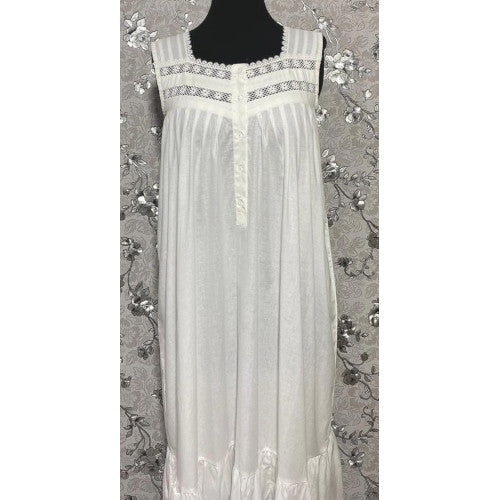 Victorian Elegance Sleeveless Nightgown with Lace Trim by SoieRose - SR1026