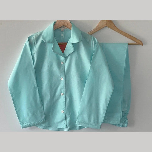 Soierose Women 100% Cotton Beautiful Sea Green Pajama Set SR-1021