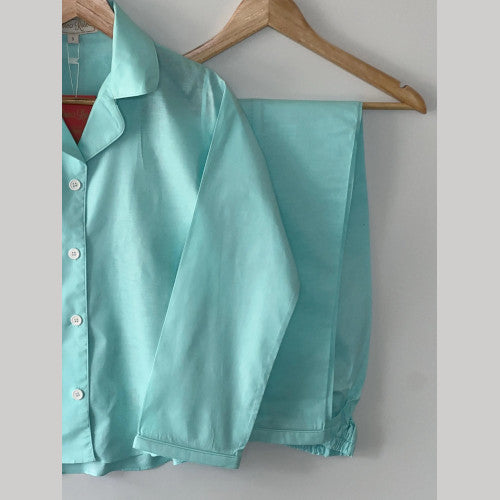 Soierose Women 100% Cotton Beautiful Sea Green Pajama Set SR-1021