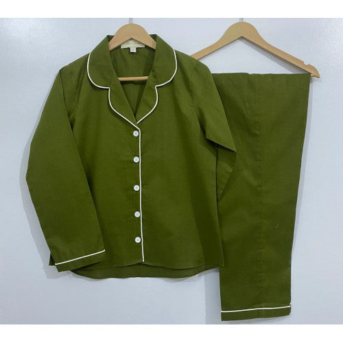 SoieRose Women's Victorian Pajama Set – Moss – 100% Cotton - SR1056