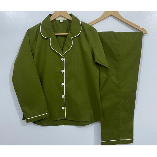 SoieRose Women's Victorian Pajama Set – Moss – 100% Cotton - SR1056