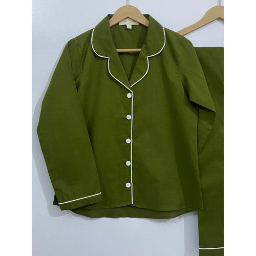 SoieRose Women's Victorian Pajama Set – Moss – 100% Cotton - SR1056