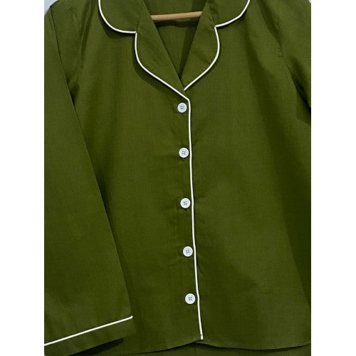 SoieRose Women's Victorian Pajama Set – Moss – 100% Cotton - SR1056