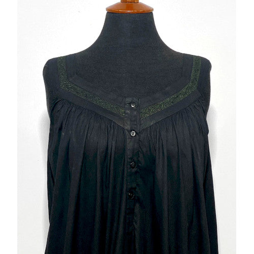SoieRose 100% Cotton Black Victorian Nightgown - SR-1013A