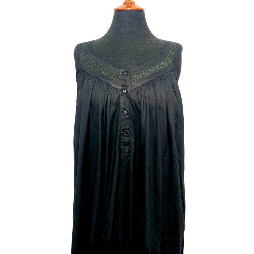 SoieRose 100% Cotton Black Victorian Nightgown - SR-1013A