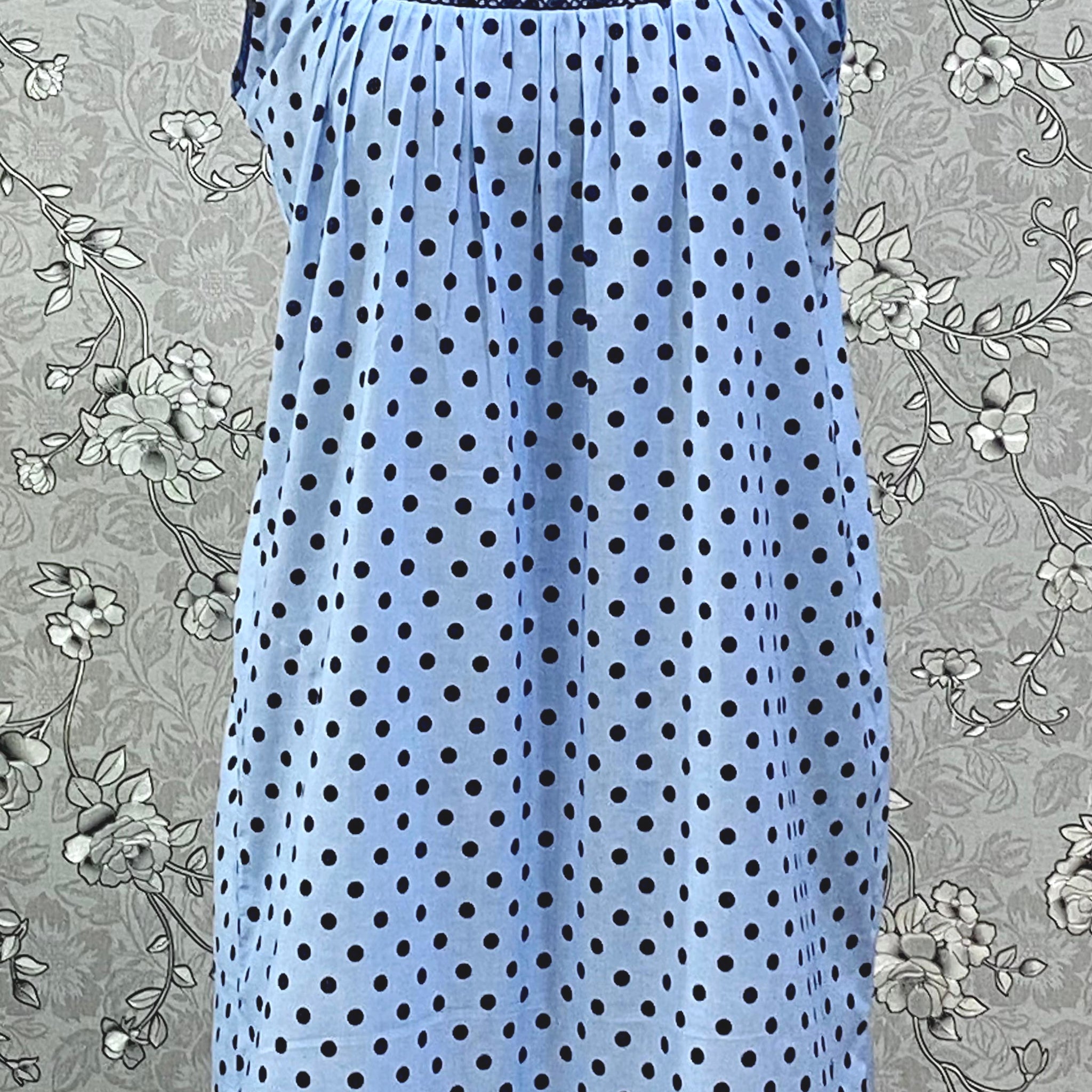SoieRose 100% Cotton Blue Polka Dot Pajama Set – Classic Lounge Suit SR-1211