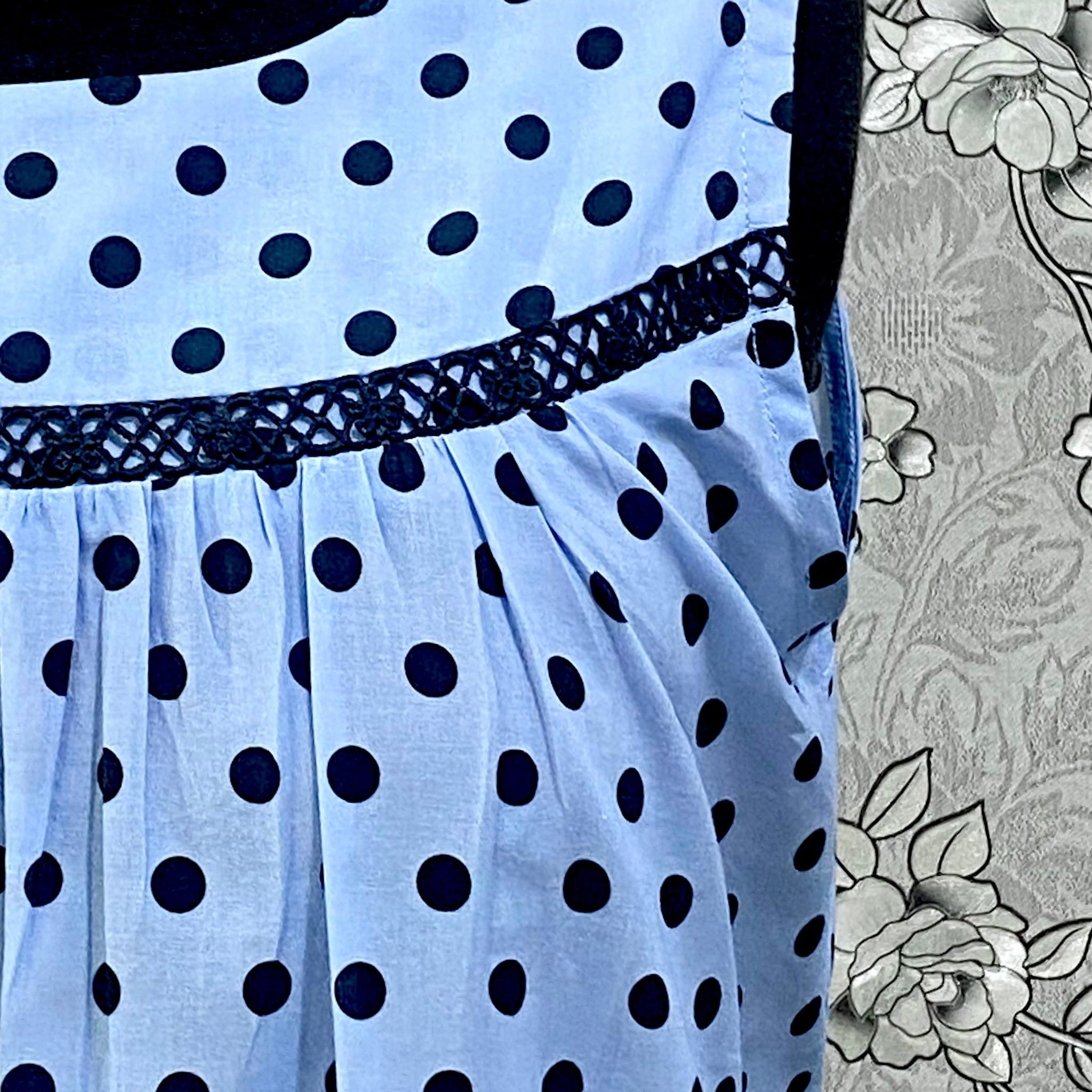 SoieRose 100% Cotton Blue Polka Dot Pajama Set – Classic Lounge Suit SR-1211